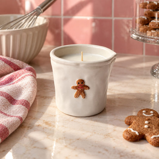 Vela Perfumada Gingerbread num ambiente acolhedor com decoração de Natal